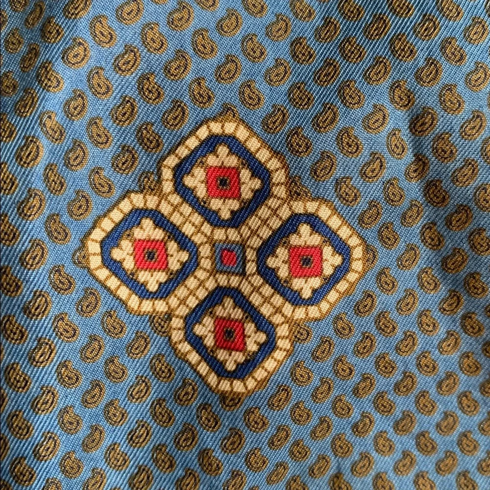 Vintage Christian Dior Silk Geometric Print Scarf | Blue Dior Silk Scarf